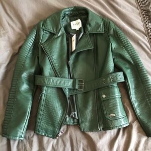 GUESS green leather jacket